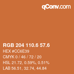カラーコード: RGB 204 110.6 57.6 | qconv.com