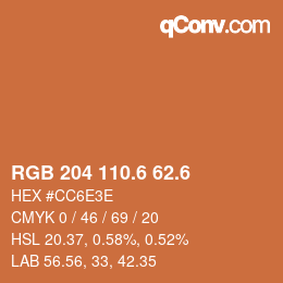 カラーコード: RGB 204 110.6 62.6 | qconv.com