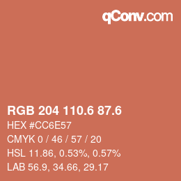 カラーコード: RGB 204 110.6 87.6 | qconv.com