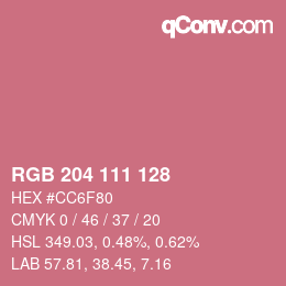Color code: RGB 204 111 128 | qconv.com