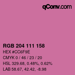 Color code: RGB 204 111 158 | qconv.com