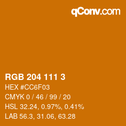 Farbcode: RGB 204 111 3 | qconv.com