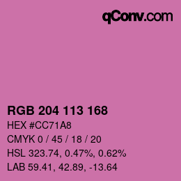 Código de color: RGB 204 113 168 | qconv.com