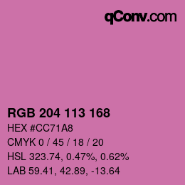 Code couleur: RGB 204 113 168 | qconv.com