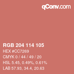 カラーコード: RGB 204 114 105 | qconv.com