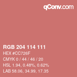 Color code: RGB 204 114 111 | qconv.com