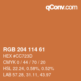 Código de color: RGB 204 114 61 | qconv.com