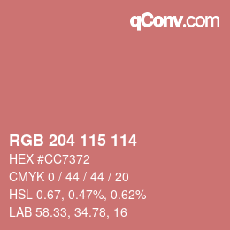Color code: RGB 204 115 114 | qconv.com