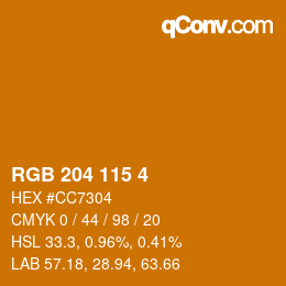 Color code: RGB 204 115 4 | qconv.com