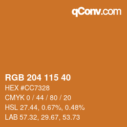 Color code: RGB 204 115 40 | qconv.com