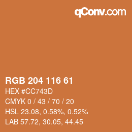 Código de color: RGB 204 116 61 | qconv.com