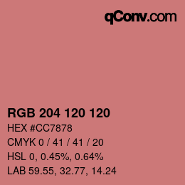 Color code: RGB 204 120 120 | qconv.com