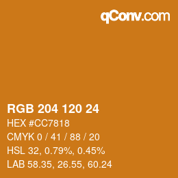 Color code: RGB 204 120 24 | qconv.com