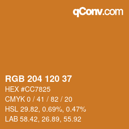 Color code: RGB 204 120 37 | qconv.com