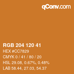 カラーコード: RGB 204 120 41 | qconv.com