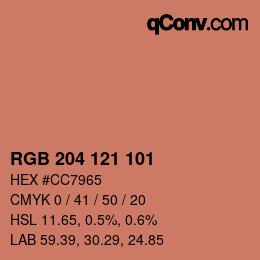 Color code: RGB 204 121 101 | qconv.com