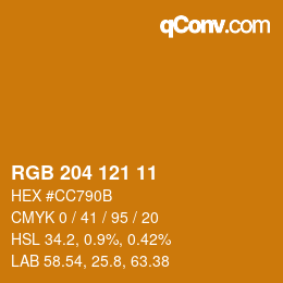 颜色代码: RGB 204 121 11 | qconv.com