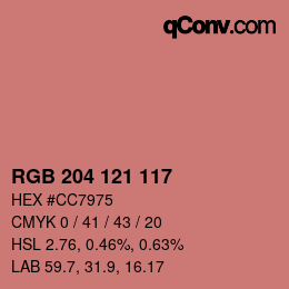 Farbcode: RGB 204 121 117 | qconv.com