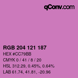 Color code: RGB 204 121 187 | qconv.com