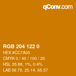 Color code: RGB 204 122 0 | qconv.com