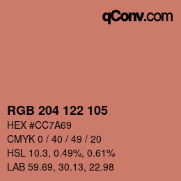 Código de color: RGB 204 122 105 | qconv.com