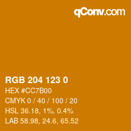 Color code: RGB 204 123 0 | qconv.com