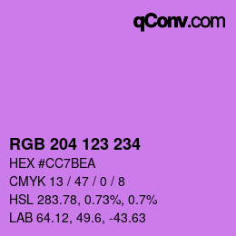 Color code: RGB 204 123 234 | qconv.com