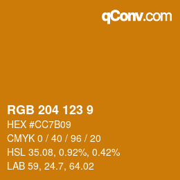 Color code: RGB 204 123 9 | qconv.com