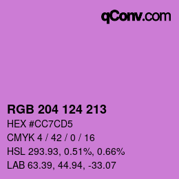 Color code: RGB 204 124 213 | qconv.com