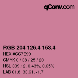 カラーコード: RGB 204 126.4 153.4 | qconv.com