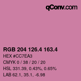 カラーコード: RGB 204 126.4 163.4 | qconv.com