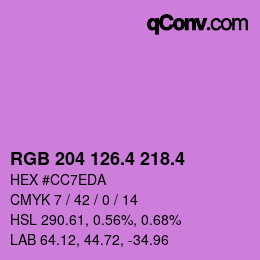 カラーコード: RGB 204 126.4 218.4 | qconv.com