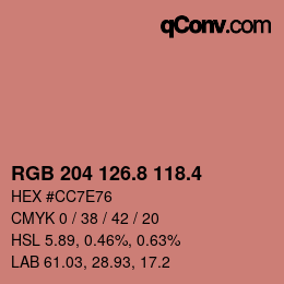 カラーコード: RGB 204 126.8 118.4 | qconv.com
