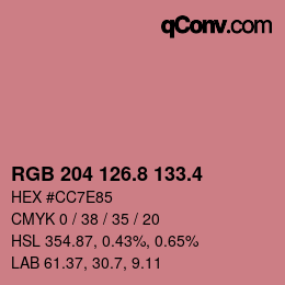 カラーコード: RGB 204 126.8 133.4 | qconv.com