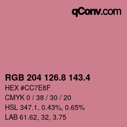 カラーコード: RGB 204 126.8 143.4 | qconv.com