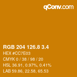 カラーコード: RGB 204 126.8 3.4 | qconv.com