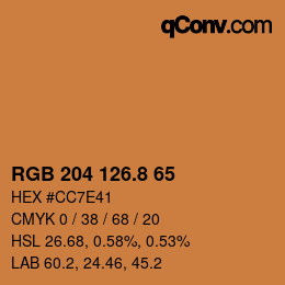カラーコード: RGB 204 126.8 65 | qconv.com