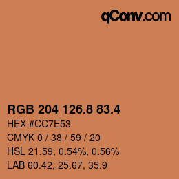 カラーコード: RGB 204 126.8 83.4 | qconv.com