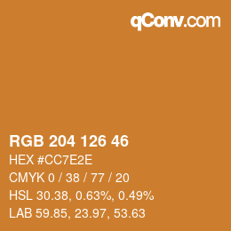 Color code: RGB 204 126 46 | qconv.com