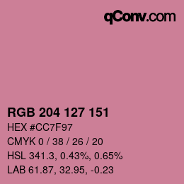 カラーコード: RGB 204 127 151 | qconv.com