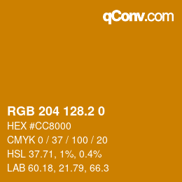 カラーコード: RGB 204 128.2 0 | qconv.com