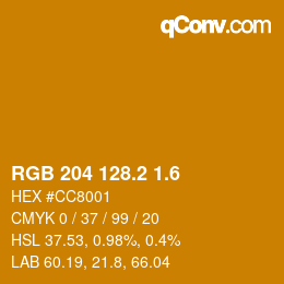 カラーコード: RGB 204 128.2 1.6 | qconv.com