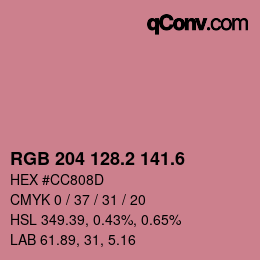 カラーコード: RGB 204 128.2 141.6 | qconv.com