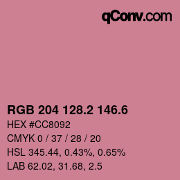 カラーコード: RGB 204 128.2 146.6 | qconv.com