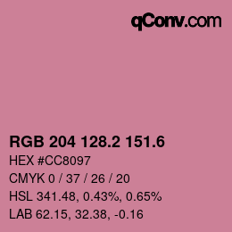カラーコード: RGB 204 128.2 151.6 | qconv.com