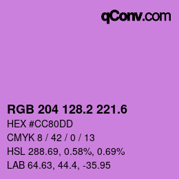 カラーコード: RGB 204 128.2 221.6 | qconv.com