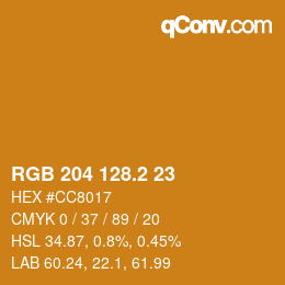 カラーコード: RGB 204 128.2 23 | qconv.com
