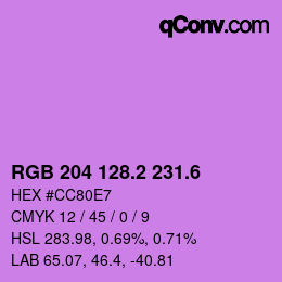 カラーコード: RGB 204 128.2 231.6 | qconv.com