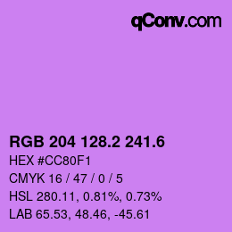 カラーコード: RGB 204 128.2 241.6 | qconv.com