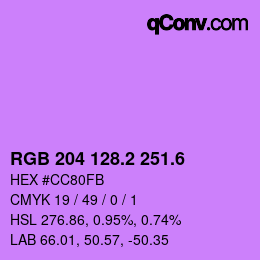 カラーコード: RGB 204 128.2 251.6 | qconv.com